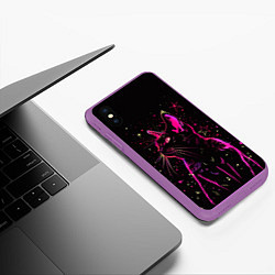 Чехол iPhone XS Max матовый Кот в звездах, цвет: 3D-фиолетовый — фото 2