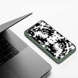 Чехол iPhone XS Max матовый Серо белый тайдай, цвет: 3D-темно-зеленый — фото 2