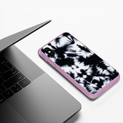 Чехол iPhone XS Max матовый Серый тай дай, цвет: 3D-сиреневый — фото 2