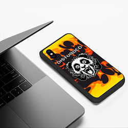 Чехол iPhone XS Max матовый Disturbed рок панда и огонь, цвет: 3D-черный — фото 2
