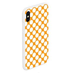 Чехол iPhone XS Max матовый Жёлтый в белый крупный горошек, цвет: 3D-белый — фото 2