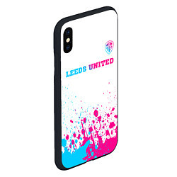 Чехол iPhone XS Max матовый Leeds United neon gradient style посередине, цвет: 3D-черный — фото 2