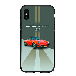 Чехол iPhone XS Max матовый Porsche спортивный немецкий автомобиль