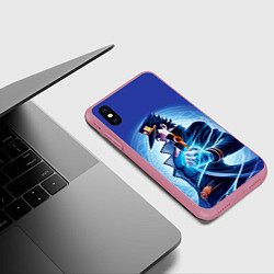 Чехол iPhone XS Max матовый Jotaro Kujo - neon glow fantasy, цвет: 3D-малиновый — фото 2