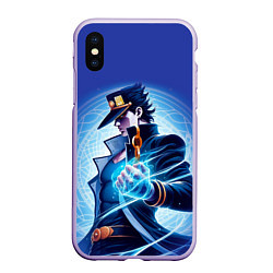 Чехол iPhone XS Max матовый Jotaro Kujo - neon glow fantasy, цвет: 3D-светло-сиреневый