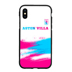 Чехол iPhone XS Max матовый Aston Villa neon gradient style посередине