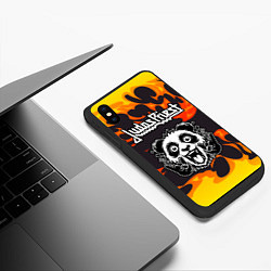 Чехол iPhone XS Max матовый Judas Priest рок панда и огонь, цвет: 3D-черный — фото 2