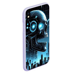 Чехол iPhone XS Max матовый Cyberpunk skull - metropolis neon glow, цвет: 3D-светло-сиреневый — фото 2