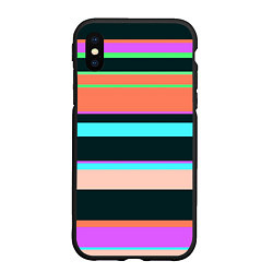 Чехол iPhone XS Max матовый Цветные разные полосы, цвет: 3D-черный