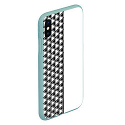 Чехол iPhone XS Max матовый Чёрные треугольники на белом фоне, цвет: 3D-мятный — фото 2