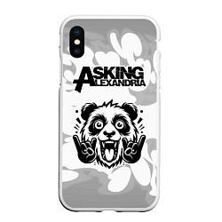 Чехол iPhone XS Max матовый Asking Alexandria рок панда на светлом фоне, цвет: 3D-белый