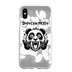 Чехол iPhone XS Max матовый Depeche Mode рок панда на светлом фоне, цвет: 3D-белый