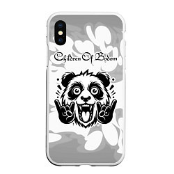Чехол iPhone XS Max матовый Children of Bodom рок панда на светлом фоне, цвет: 3D-белый