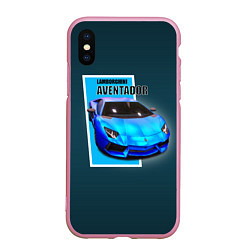 Чехол iPhone XS Max матовый Спортивная итальянская машина Lamborghini Aventado