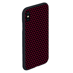Чехол iPhone XS Max матовый Чёрно-розовый паттерн соты, цвет: 3D-черный — фото 2