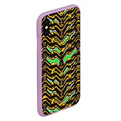 Чехол iPhone XS Max матовый Агрессивный чёрно-жёлтый паттерн, цвет: 3D-сиреневый — фото 2