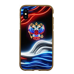 Чехол iPhone XS Max матовый Неоновые флаг и греб