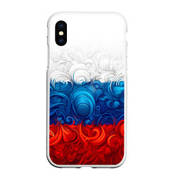 Чехол iPhone XS Max матовый Орнамент триколор