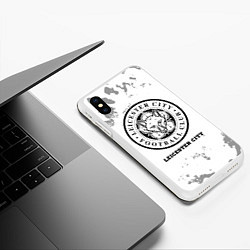 Чехол iPhone XS Max матовый Leicester City sport на светлом фоне, цвет: 3D-белый — фото 2