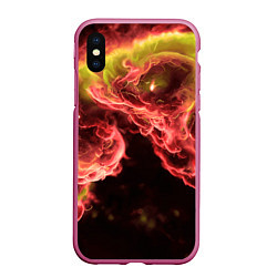 Чехол iPhone XS Max матовый Адское пламя инферно - inferno flame, цвет: 3D-малиновый