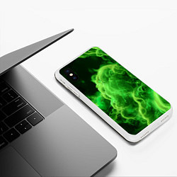 Чехол iPhone XS Max матовый Зелёный густой дым - inferno green, цвет: 3D-белый — фото 2