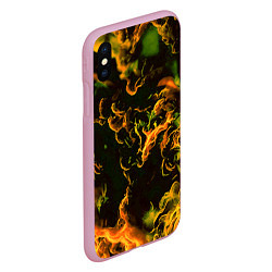 Чехол iPhone XS Max матовый Жёлтое огненное пламя инферно - inferno yellow, цвет: 3D-розовый — фото 2