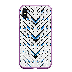 Чехол iPhone XS Max матовый Black and blue stripes on a white background