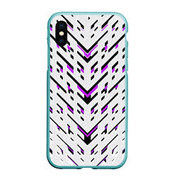 Чехол iPhone XS Max матовый Black and purple stripes on a white background