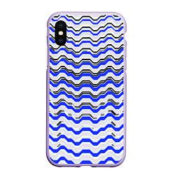 Чехол iPhone XS Max матовый Black and blue stripes on a white background