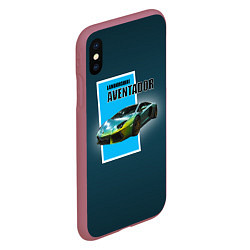 Чехол iPhone XS Max матовый Спортивная машина Lamborghini Aventador, цвет: 3D-малиновый — фото 2