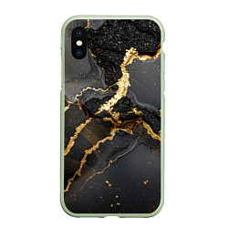 Чехол iPhone XS Max матовый Золото и черный агат, цвет: 3D-салатовый