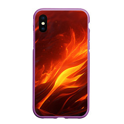 Чехол iPhone XS Max матовый Яркие языки пламени, цвет: 3D-фиолетовый