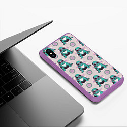 Чехол iPhone XS Max матовый Тюлень и круги, цвет: 3D-фиолетовый — фото 2