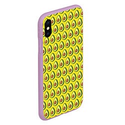 Чехол iPhone XS Max матовый Паттерн с авокадо в разрезе, цвет: 3D-сиреневый — фото 2