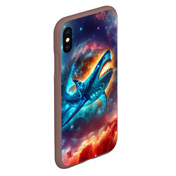 Чехол iPhone XS Max матовый Космическая неоновая акула - нейросеть, цвет: 3D-коричневый — фото 2