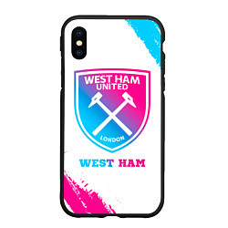 Чехол iPhone XS Max матовый West Ham neon gradient style