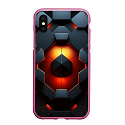 Чехол iPhone XS Max матовый Конструкция из объемных оранжевых плит, цвет: 3D-малиновый