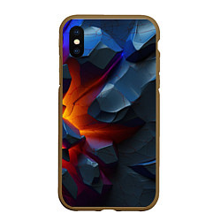 Чехол iPhone XS Max матовый Объемные камни в разломе, цвет: 3D-коричневый