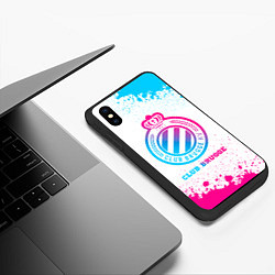 Чехол iPhone XS Max матовый Club Brugge neon gradient style, цвет: 3D-черный — фото 2