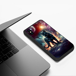 Чехол iPhone XS Max матовый Звёздная космическая пантера - нейросеть неоновое, цвет: 3D-черный — фото 2