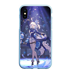 Чехол iPhone XS Max матовый Genshin Impact Furina servants, цвет: 3D-голубой