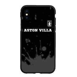 Чехол iPhone XS Max матовый Aston Villa sport на темном фоне посередине, цвет: 3D-черный