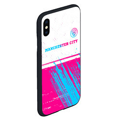 Чехол iPhone XS Max матовый Manchester City neon gradient style посередине, цвет: 3D-черный — фото 2