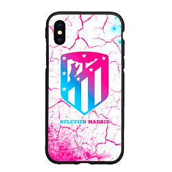 Чехол iPhone XS Max матовый Atletico Madrid neon gradient style, цвет: 3D-черный