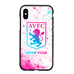 Чехол iPhone XS Max матовый Aston Villa neon gradient style