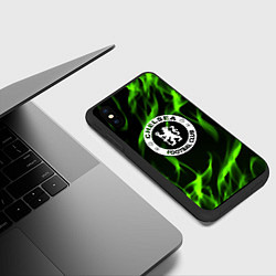 Чехол iPhone XS Max матовый Chelsea sport club fc fire, цвет: 3D-черный — фото 2