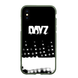 Чехол iPhone XS Max матовый Dayz game pattern logo, цвет: 3D-темно-зеленый