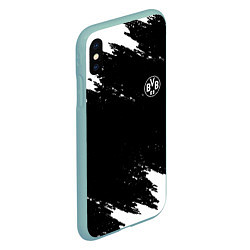 Чехол iPhone XS Max матовый Borussia краски чёрно белый, цвет: 3D-мятный — фото 2