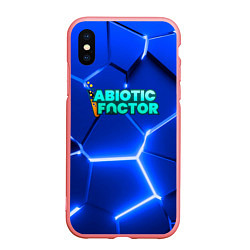 Чехол iPhone XS Max матовый Abiotic Factor логотип на синем неоновом фоне