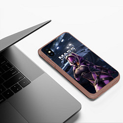 Чехол iPhone XS Max матовый Mass Effect ТалиЗора и космический корабль, цвет: 3D-коричневый — фото 2